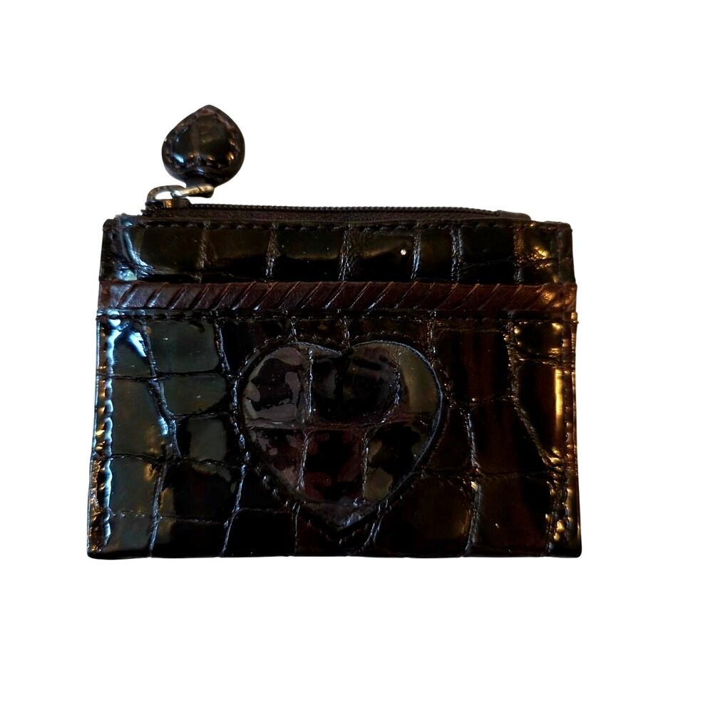 Brighton Brown Croc-Embossed Coin Purse with Heart Detail Classic Croccore EUC